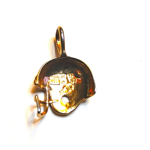 NFLP 1989  STERLING GOLD MICHAEL ANTHONY FOOTBALL HELMET PENDANT CHARM - Picture 2 of 2